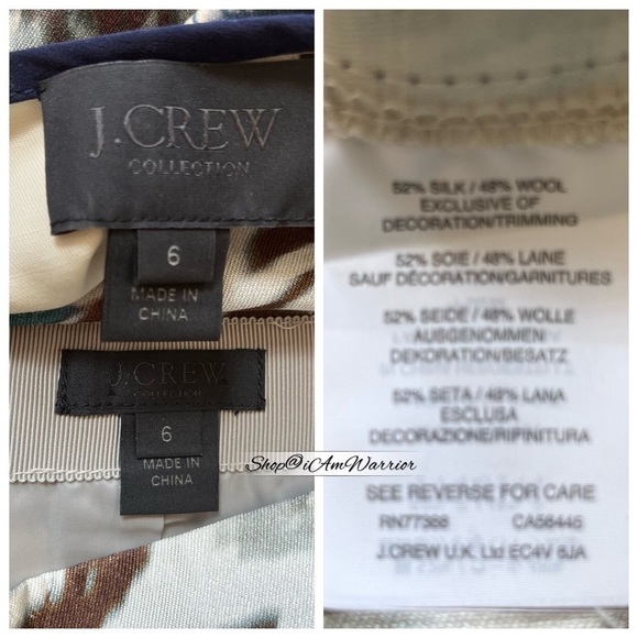 J.Crew Collection rare 2pc silk blend abstract foliage print top+midi skirt - Picture 15 of 16